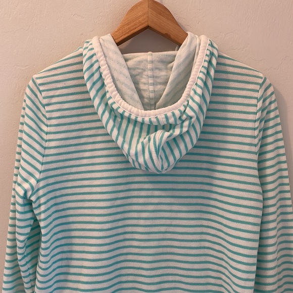 TALBOTS Womens Full Zip Every Day Stripe Hoodie Women’s Medium Nautical Blue - Picture 8 of 11